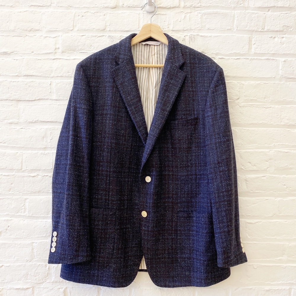 Samuelsohn || Grady Textured Wool Sport Coat Blazer Suit Jacket Blue 44r